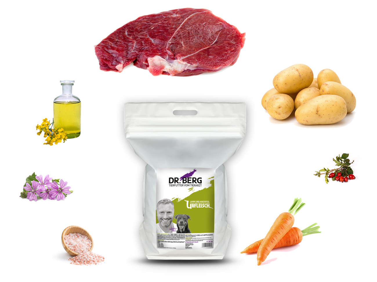 Hypoallergenem Hundefutter und frischen Zutaten für allergiefreie Ernährung 